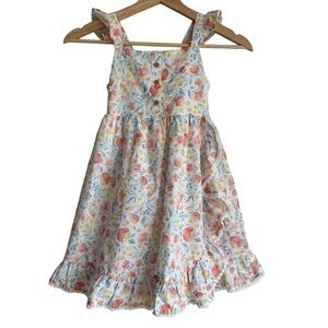 Tommy Bahama Girls Floral Ruffle Sleeveless Fit Flare Dress Size 6 Cotton Summer